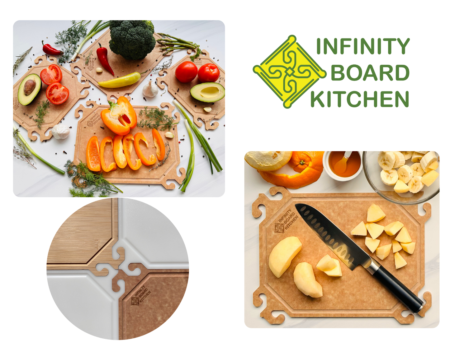 Smart Snap Boards. Recycled Paper Cutting Boards. Set of 4.