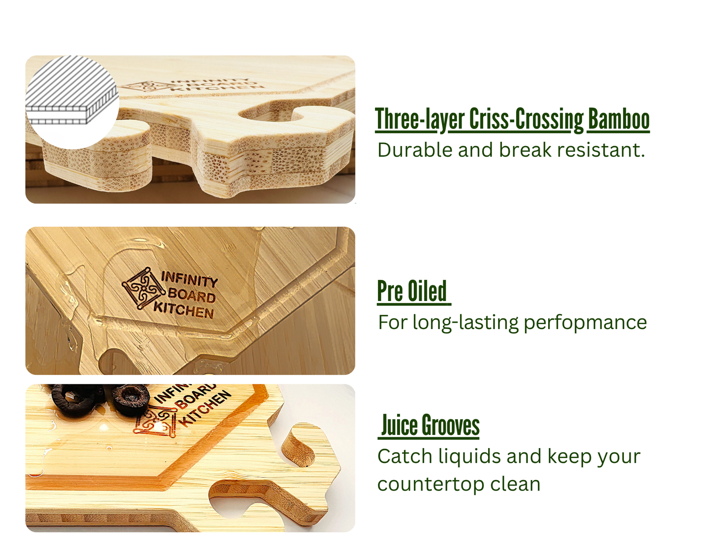 Smart Snap Boards. Bamboo Cutting Boards. Set of 4.