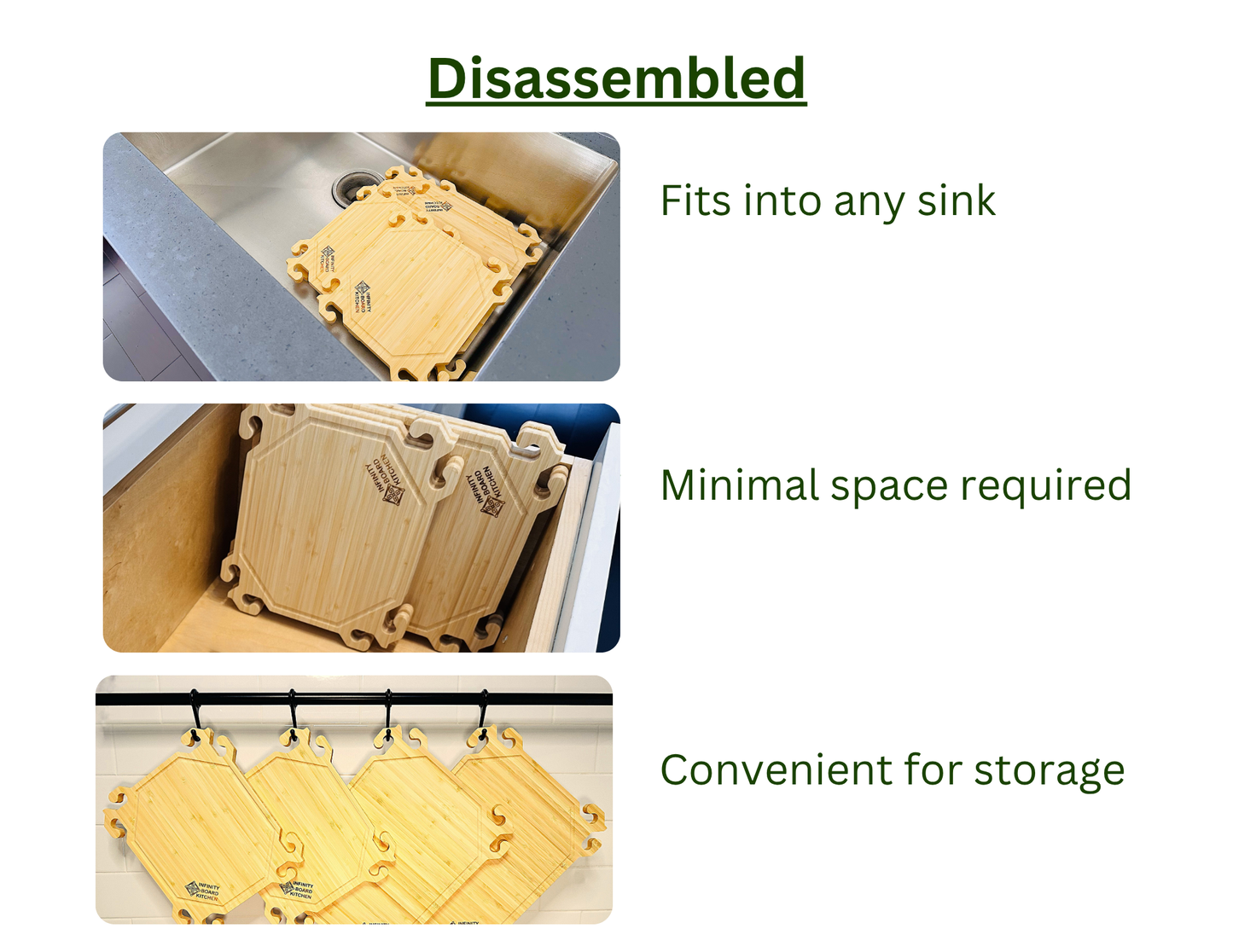 Smart Snap Boards. Bamboo Cutting Boards. Set of 4.
