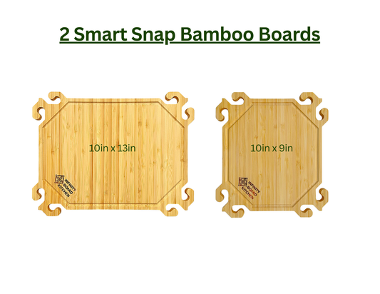 2 Smart Snap Bamboo Board - 10" x 13" x 0.5" and 10" x 9" x0.5"